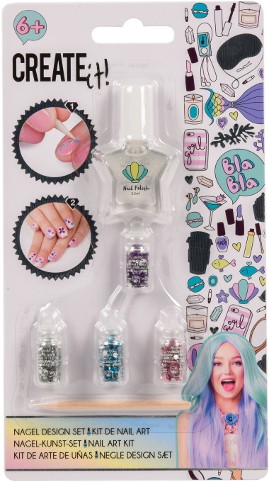 Set de unghii pentru fetite, oja si sclipici 4 culori Create It!
