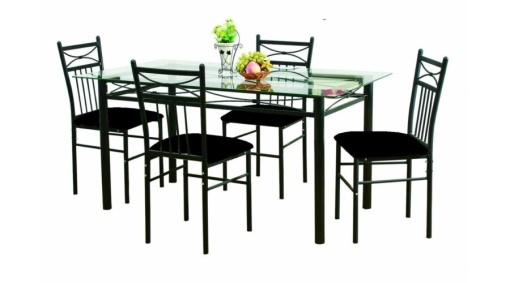 Set masa Korfu cu 4 scaune, blat sticla,110x70x76 cm, UnicSpot
