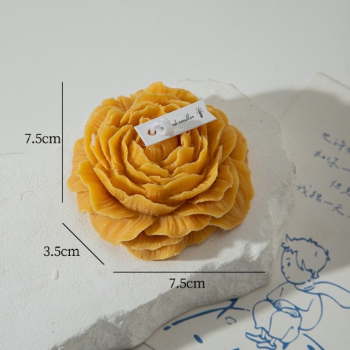 Lumanare Parfumata, Flippy, Model Trandafir, 7.5x3.5x7.5 cm, Galben Inchis, Aroma de Citrice