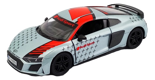 Macheta metalica Kinsmart, 2020 Audi R8 Coupe Livery Edition, Argintiu, 12 cm