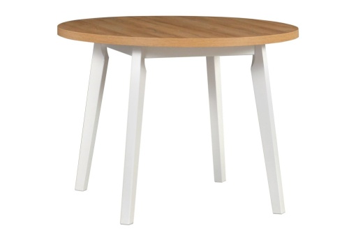 Masa rotunda living/bucatarie Solo 3 ,alb/stejar alb, 100 cm, UnicSpot