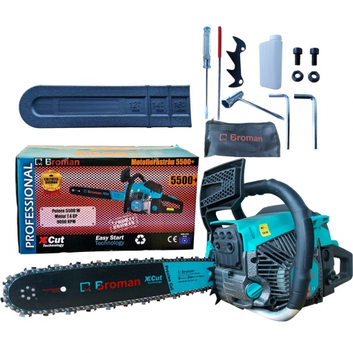 Motofierastrau Broman 5500+, 7.4 Cp, 5500 W, lama 16"