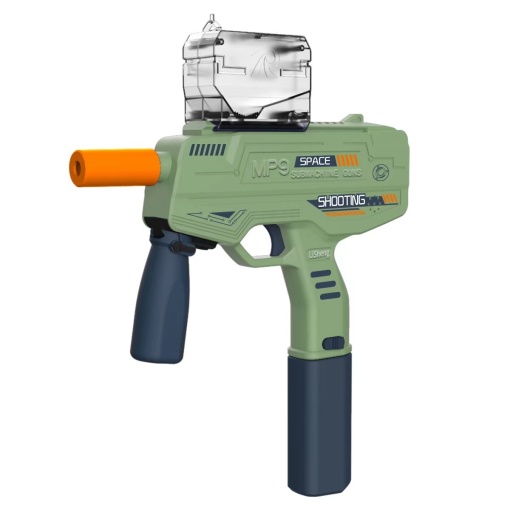 Pistol electric cu bile din hidrogen de gel cu 5000 bile, ochelari de protectie si cablu de incarcare, 40x32 cm, Verde