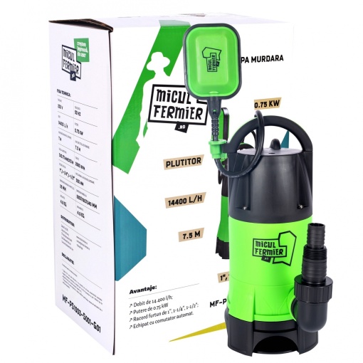 Pompa apa murdara cu tocator si plutitor, 750 W, 14400 l/h, 7.5 m