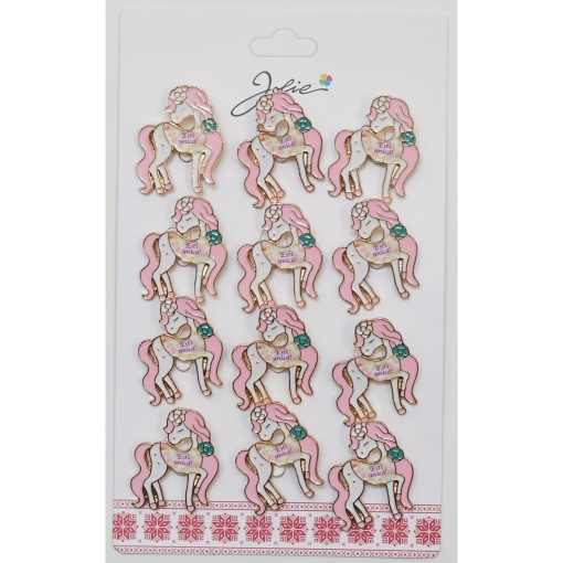 Set 12 Brose Martisor pentru Copii Unicorn cu Par Roz Esti Unica