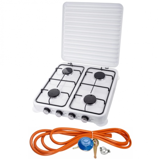 Aragaz alb, 4 ochiuri + Kit reglabil gpl RH-10 + Tub flex 2M+2 Coliere