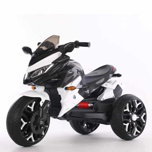 Motocicleta electrica pentru copii 2-8 ani cu doua motoare, Alb