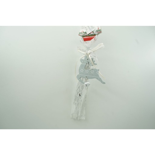 Ornament de brad craciun cerb, Flippy, gri, lemn, 25 cm