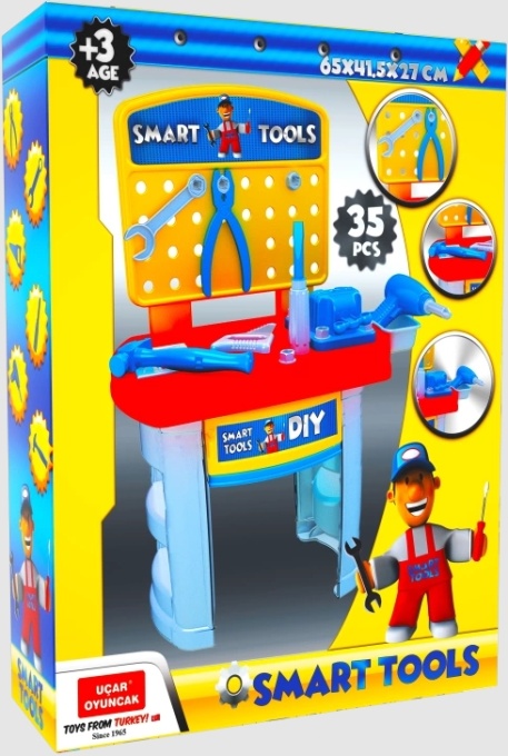 Set de joaca Smart Tools - Banc de lucru pentru copii, 35 piese, 3+ ani, Multicolor