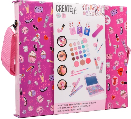 Set machiaj pentru fetite in gentuta de depozitare Create It!