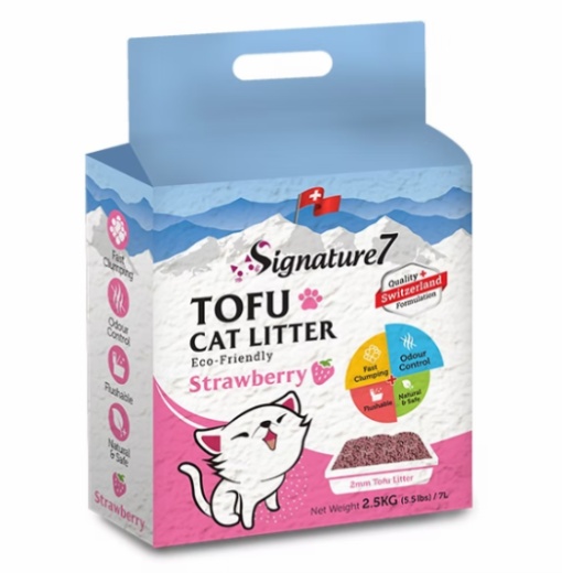 Signature7 Asternut Igienic Tofu pentru Pisici cu Aroma de Capsuni 7 L