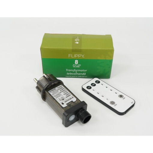 Transformator cu telecomanda, Flippy, 8 jocuri de lumini, 31 v, negru