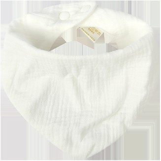 Baveta Triunghiulara din Bumbac pentru Copii, Flippy, 0-12 Luni, 33x32 cm, Rezistenta la apa, Alba