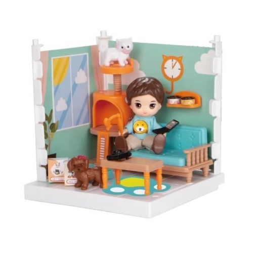 Casa de papusi cu figurine si accesorii – Model Camera de zi – Little World
