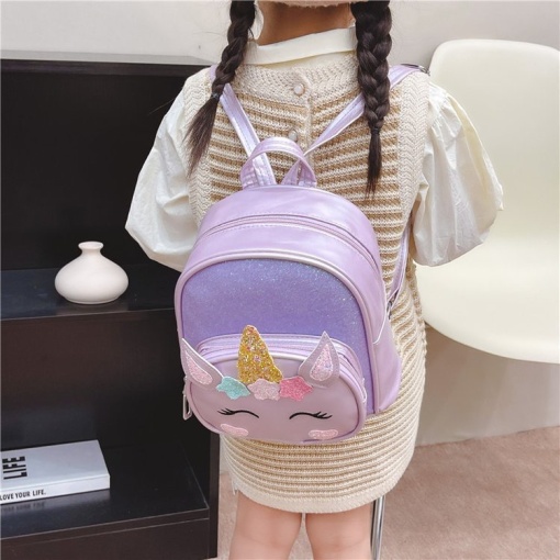 Ghiozdan gradinita cu sclipici Unicorn Mov - 22 x 22 x 16cm