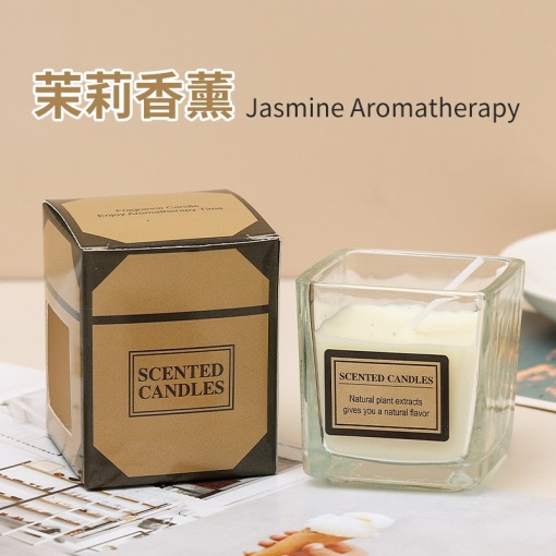 Lumanare Parfumata, Flippy, Model Pahar Transparent, cu Ulei Esential, Aroma de Iasomie, Alba