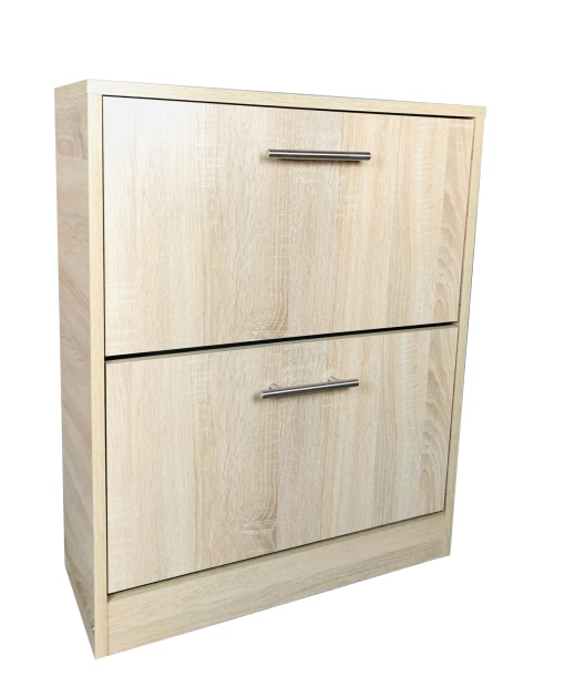 Pantofar Jesolo cu doua sertare, stejar alb, 63x24x81.5 cm