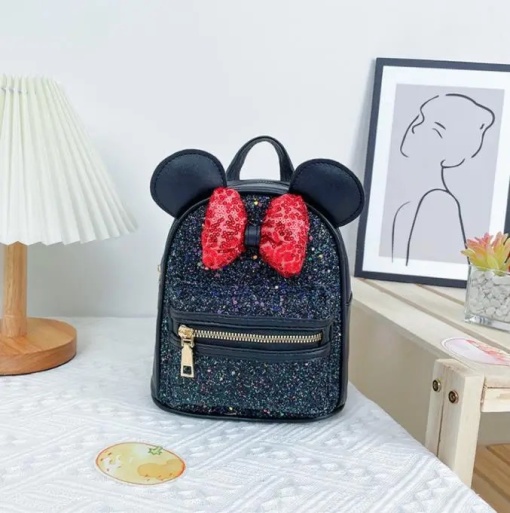 Rucsac gradinita cu Paiete - Minnie Mouse Negru