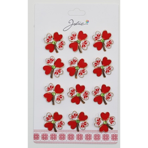 Set 12 Brose Martisor Primavara Trifoi Traditional cu Rosu