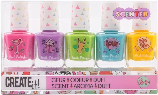 Set 5 lacuri de unghii parfumate pentru fetite Create It!