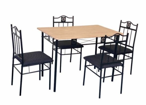 Set masa Berta cu 4 scaune, Negru, 110x70x76, UnicSpot