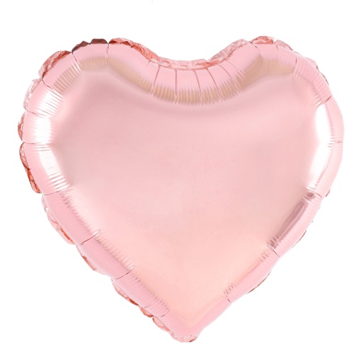 Balon din Folie Metalizata, Flippy, Figurina Inimioara, Model Simplu, Tematica Iubire, 40 cm, Ambalaj Individual, Pai Inclus, Umflare cu Aer sau Heliu, Rose