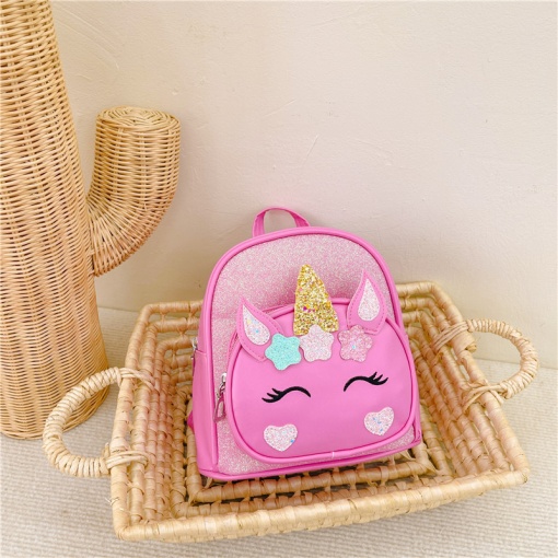 Ghiozdan gradinita cu sclipici Unicorn Roz - 22 x 22 x 16cm