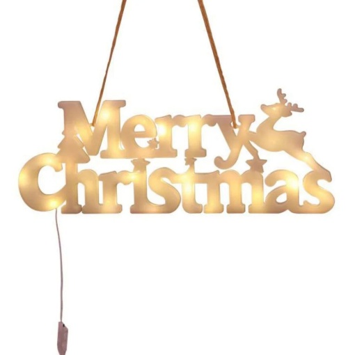 Instalatie LED de Craciun, Flippy, Litere 3D, Merry Christmas, Lumina Calda, 27.5 x 10.5 x 1.4 cm, Alb