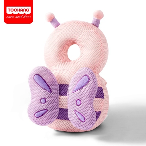 Perna tip Rucsac pentru Protectia Capului, Flippy, Tetiera tip Fluturas, pentru Bebelusi, 33x6x19 cm, 180 g, Roz Mov