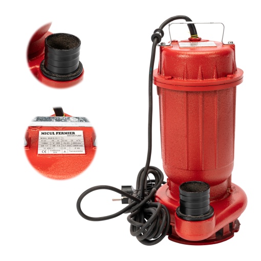 Pompa pentru apa murdara din fonta, WQD rosie 16 m, 1100W, 250 l/min