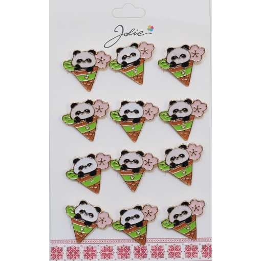 Set 12 Brose Martisor Urs Panda in Con de Inghetata