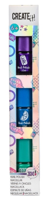 Set 3 lacuri de unghii Poptastic pentru fetite, 10 ml, Mov, Albastru, Verde, Create It!