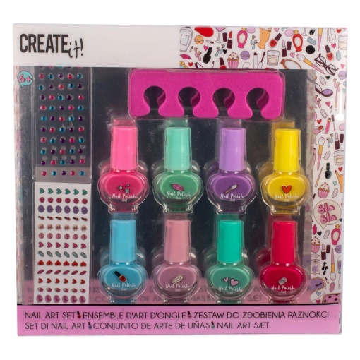 Set creatie pentru unghii, 8 oje + accesorii, Create It!, Multicolor