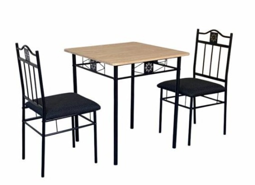 Set masa Berta cu 2 scaune, Negru, 70x70x76, UnicSpot