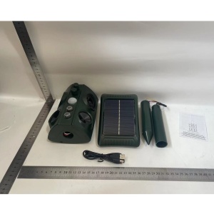 Aparat Solar LED cu Ultrasunete, Flippy, Repelent pentru Animale Mari si Mici, Lumina Rosie si Alba, Anti Rozatoare, Anti Insecte, Frecventa 13.5KHZ-45.5KHZ, Senzor PIR, 15.5 x 15.4 x 26.2 cm, Verde - Img 2