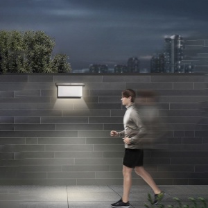Aplica Solara De Exterior LED Flippy, 13.5 cm x 8 cm, 150 Lumeni 60 LED 18W, IP65, 3 trepte de lumina, Senzor de Lumina, FORMA ARC, Alb Rece - Img 3