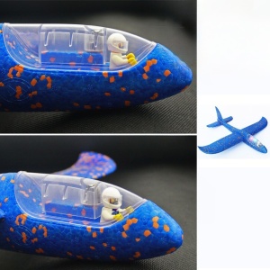 Avion Planor cu Pilot, Flippy, Din Polistiren, Cu Lumini in Cabina Pilotului, Lungime 47 cm, Albastru - Img 2