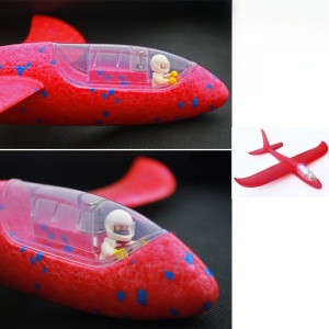 Avion Planor cu Pilot, Flippy, Din Polistiren, Cu Lumini in Cabina Pilotului, Lungime 47 cm, Rosu - Img 4