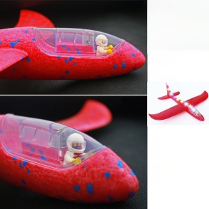 Avion Planor cu Pilot, Flippy, Din Polistiren, Cu Lumini pe Toata Lungimea, 47 cm, Rosu - Img 3