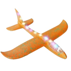 Avion Planor cu Pilot, Flippy, Din Polistiren, Cu Lumini pe Toata Lungimea, 47 cm, Portocaliu - Img 1