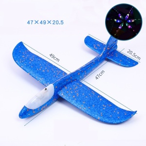 Avion planor din polistiren in punga , lungime 47 cm , cu lumini pe cap, Albastru , Flippy - Img 5