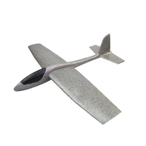 Avion Zburator, Flippy, Tip Planor, 83 cm Lungime, +3 Ani, din Polistiren, Aruncare 10 - 30 m, Gri - Img 1