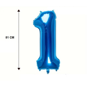 Balon din Folie Flippy, Cifra 1, 81 cm, Pentru Aer sau Heliu, Bulk, Albastru - Img 3