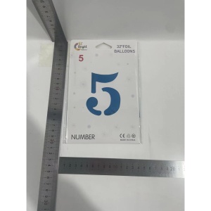 Balon din Folie Flippy, Cifra 5, 81 cm, Pentru Aer sau Heliu, Bulk, Albastru - Img 5