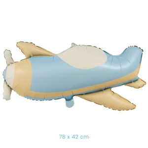 Balon din Folie Metalizata, Flippy, Figurina Animata, Model Avion, 78 x 42 cm, Ambalaj Individual, Pai Inclus, Umflare cu Aer sau Heliu, Albastru - Img 2