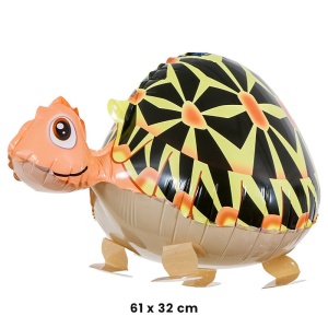Balon din Folie Metalizata, Flippy, Figurina Animata, Model Broasca Testoasa, 61x32 cm, Ambalaj Individual, Pai Inclus, Umflare cu Aer sau Heliu, Multicolor - Img 2