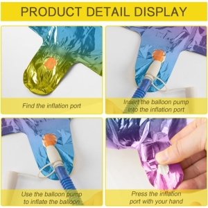 Balon din Folie Metalizata Flippy, Figurina Cifra, Tema Aniversare 40 cm, Ambalaj Individual, Pai inclus, Umflare cu Aer sau Heliu, Multicolor, Cifra 4 - Img 6