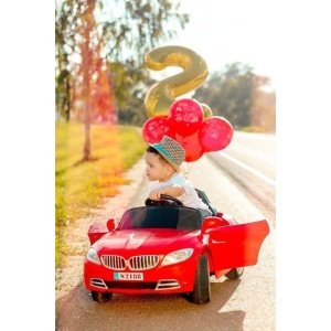 Balon din Folie Metalizata Flippy, Figurina Cifra, Tema Aniversare 80 cm, Ambalaj Individual, Pai inclus, Umflare cu Aer sau Heliu, Auriu, Cifra 2 - Img 9