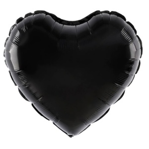 Balon din Folie Metalizata, Flippy, Figurina Inimioara, Model Simplu, Tematica Iubire, 40 cm, Ambalaj Individual, Pai Inclus, Umflare cu Aer sau Heliu, Negru - Img 1
