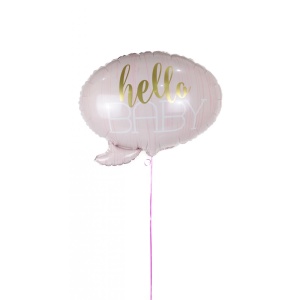 Balon din Folie Metalizata, Flippy, Figurina Norisor, Tema Hello Baby , 59x50 cm, Ambalaj Individual, Pai Inclus, Umflare cu Aer sau Heliu, Roz - Img 4